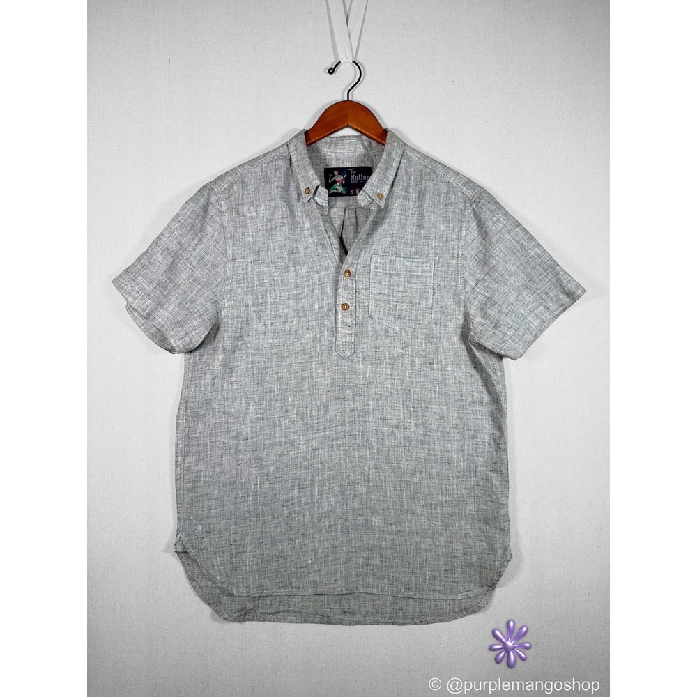 Chubbies The Nutter Mens M Gray‎ Cotton Linen Popover Shirt Speckled Made in USA